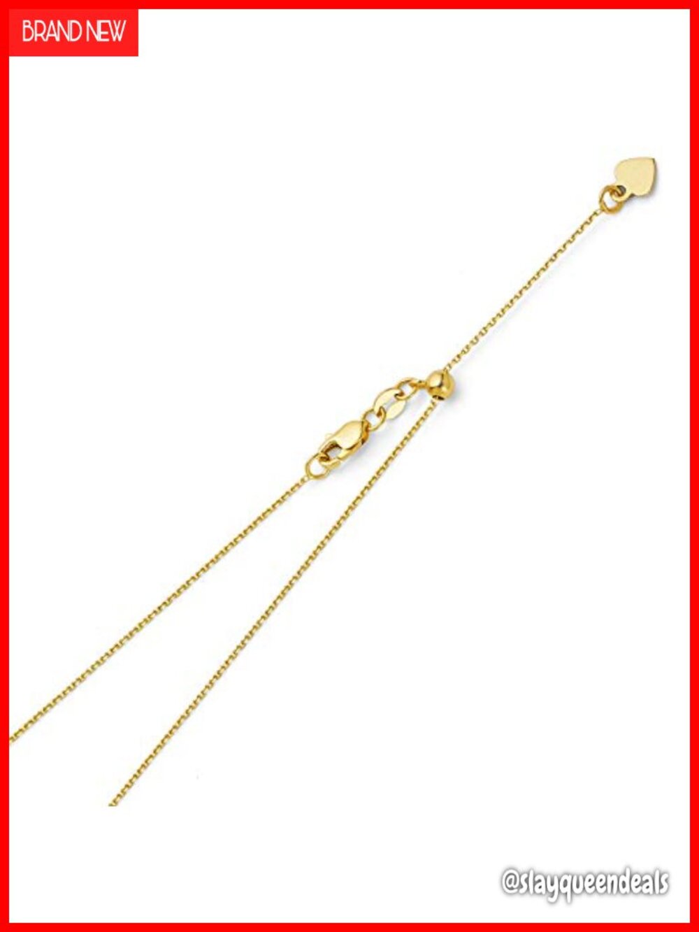 14k Real Solid Gold 1mm Cable Link Adjustable Chain Necklace Lobster Clasp
